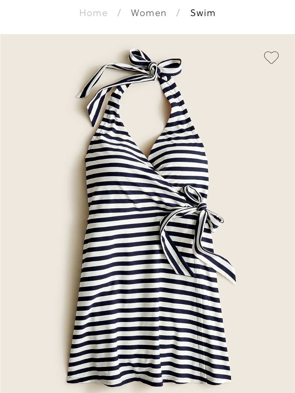 Navy and White Striped Halter Wrap Swim Dress. J Crew. Size 16